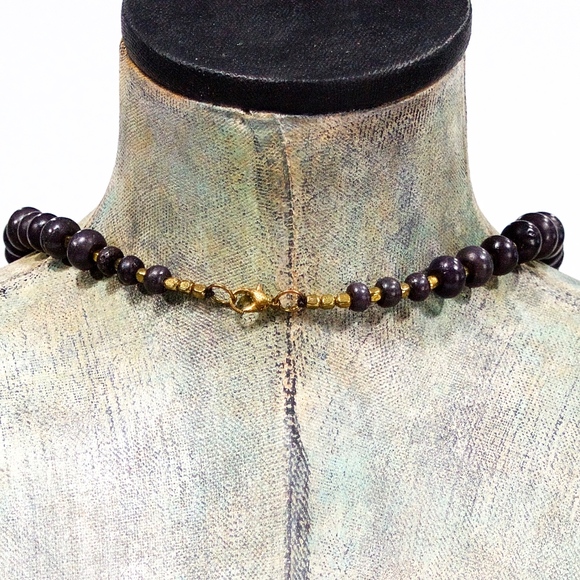 VTG 80's Chunky Natural Bone and Brass Necklace - Picture 3 of 5